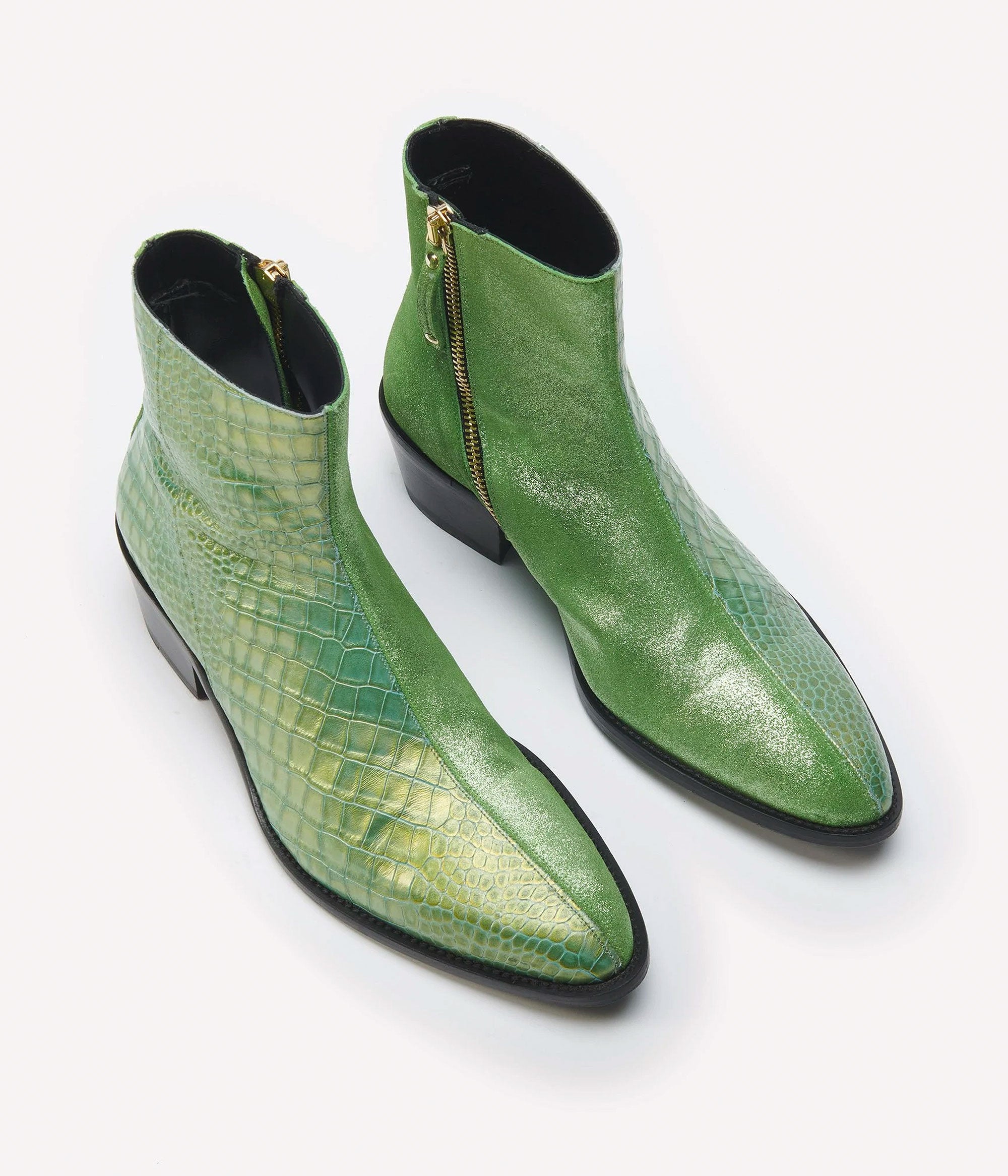 HUMAN RECREATIONAL SERVICES LUTHER BOOT IN GREEN ITALIAN LEATHER