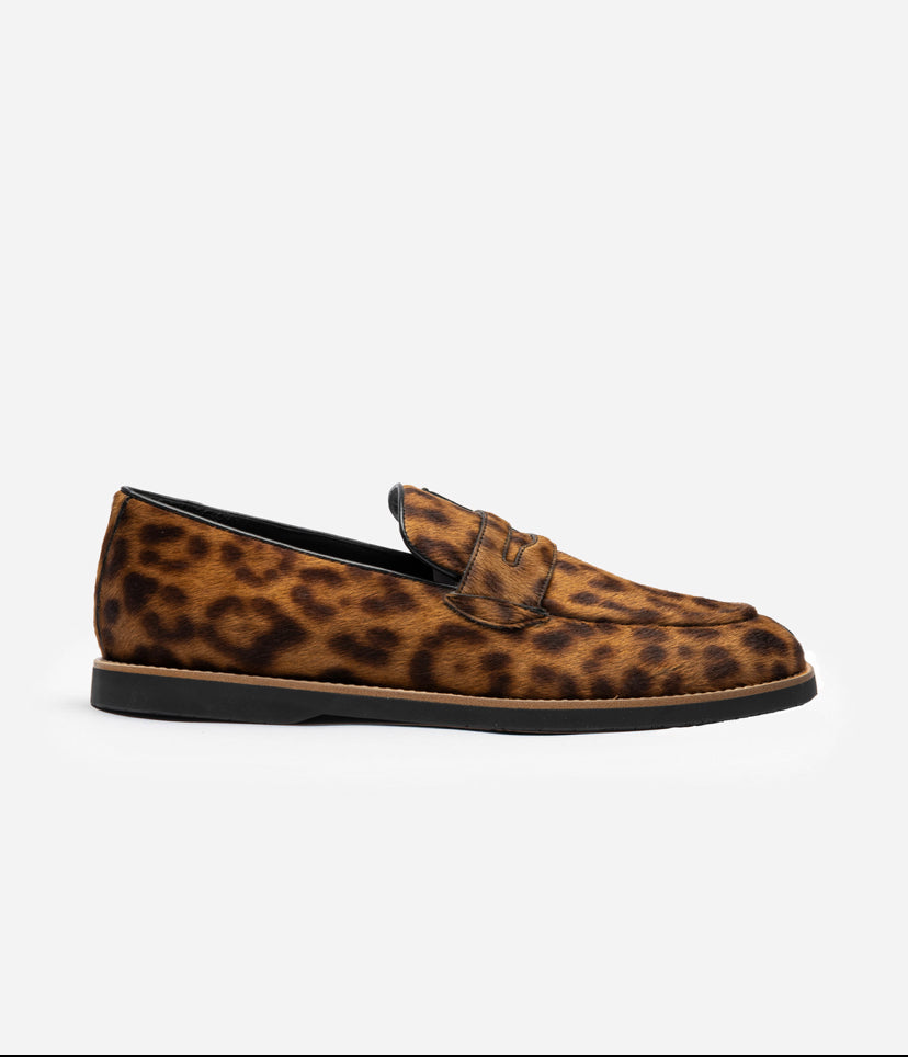 HUMAN RECREATIONAL SERVICES DEL REY PENNY LOAFER IN LEOPARD