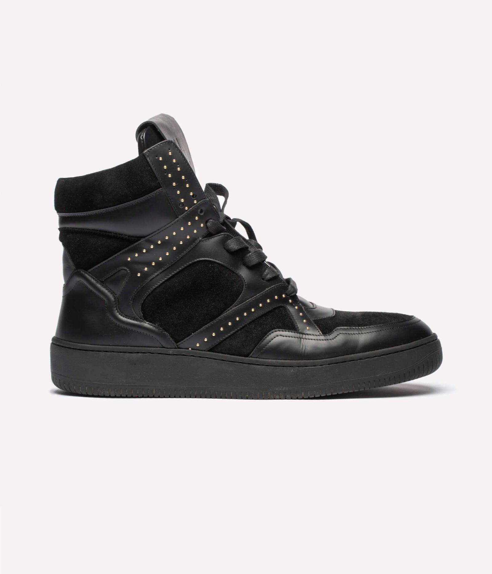 HUMAN RECREATIONAL SERVICES MONGOOSE SHOE IN BLACK AND BRASS STUDS MADE WITH ITALIAN CALF SKIN