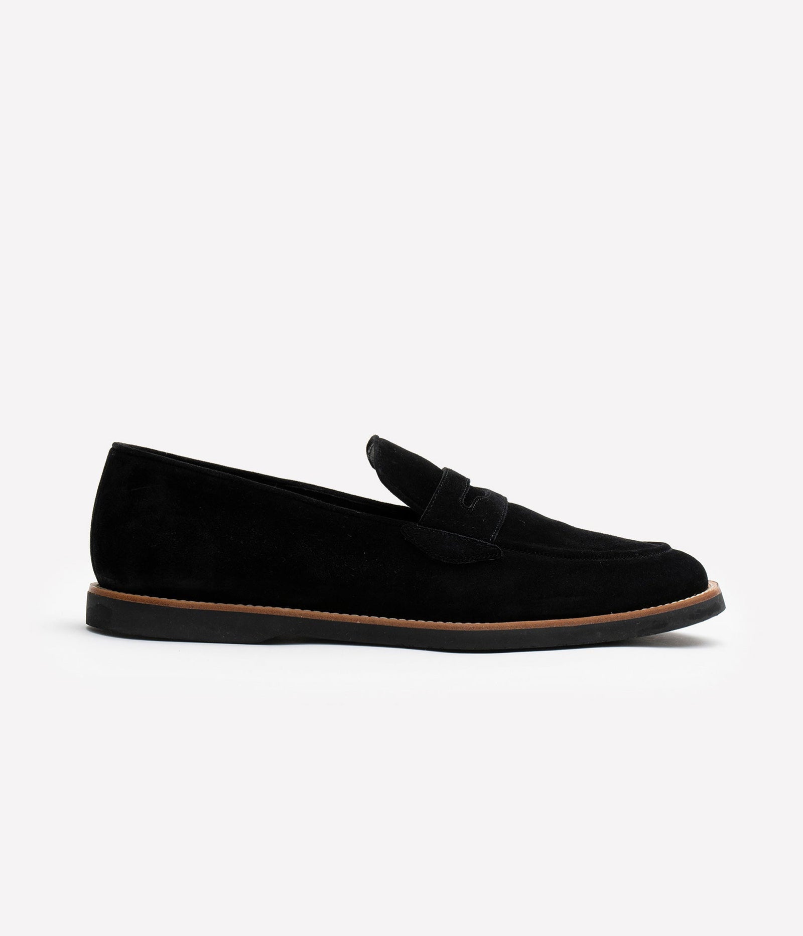 HUMAN RECREATIONAL SERVICES DEL REY SMOKE PENNY LOAFER IN ITALIAN SUEDE 