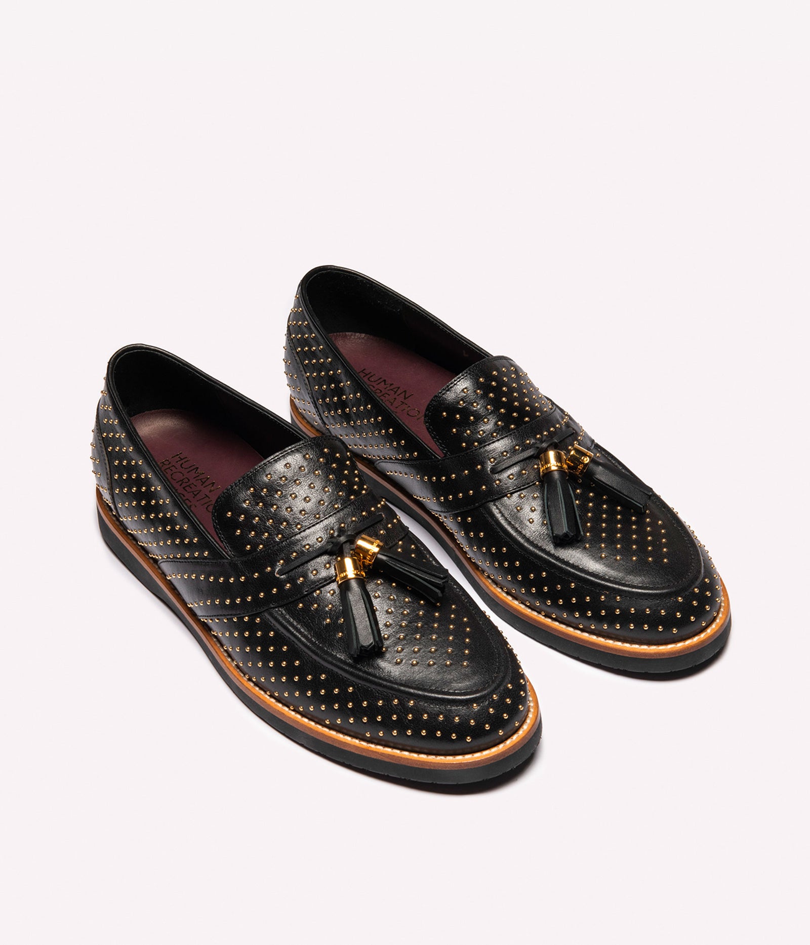 HUMAN RECREATIONAL SERVICES DEL REY STUD BLACK TASSEL LOAFER