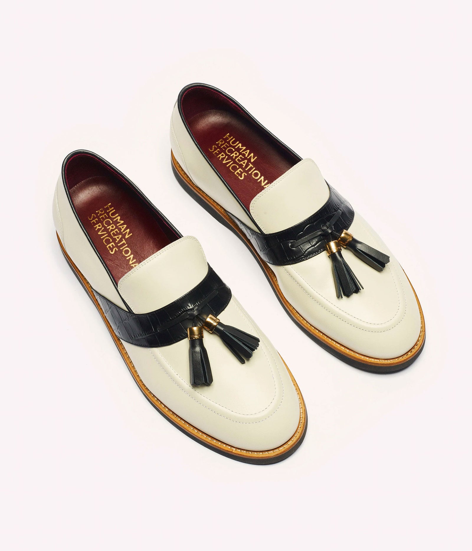 HUMAN RECREATIONAL SERVICES DEL REY BONE CROCODILE CALFSKIN LOAFER