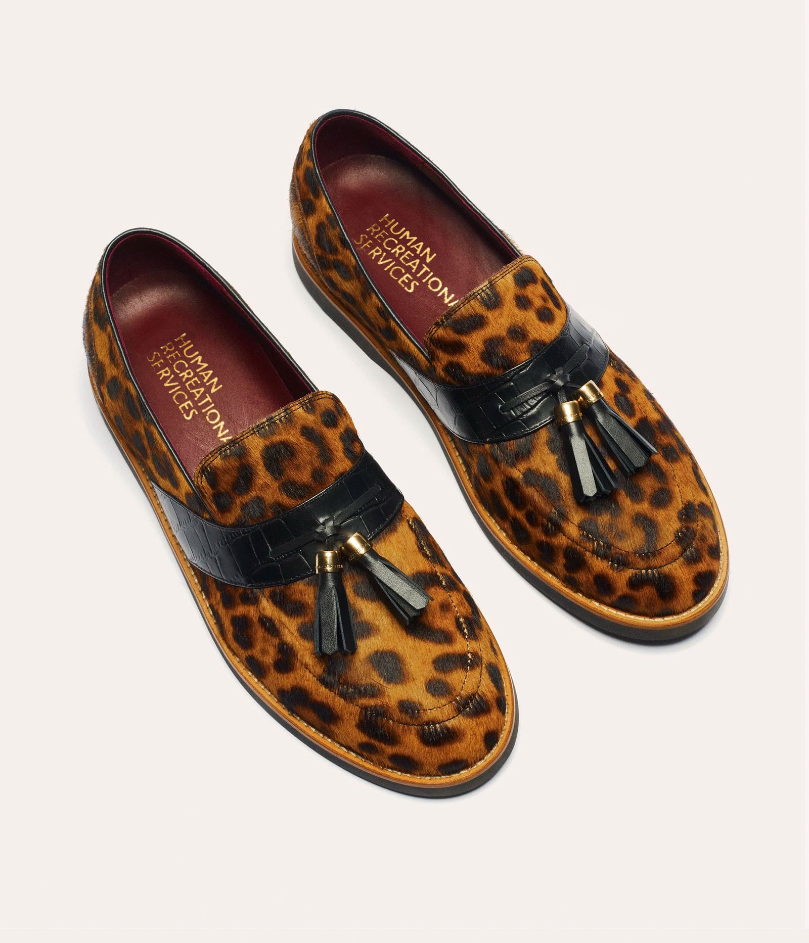  HUMAN RECREATIONAL SERVICES DEL REY TASSEL LOAFER IN LEOPARD