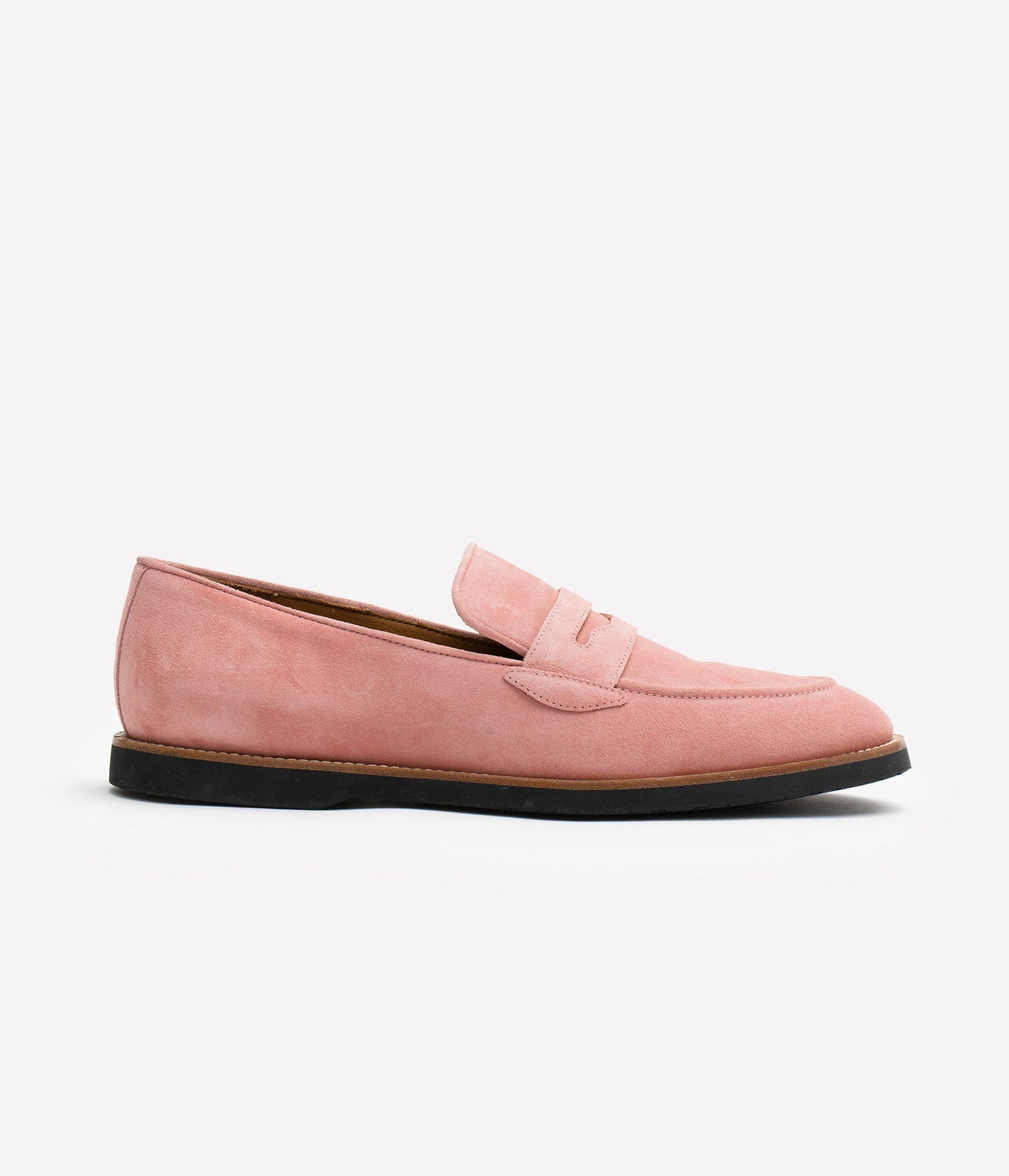 HUMAN RECREATIONAL SERVICES DEL REY PENNY LOAFER IN PINK ITALIAN SUEDE 