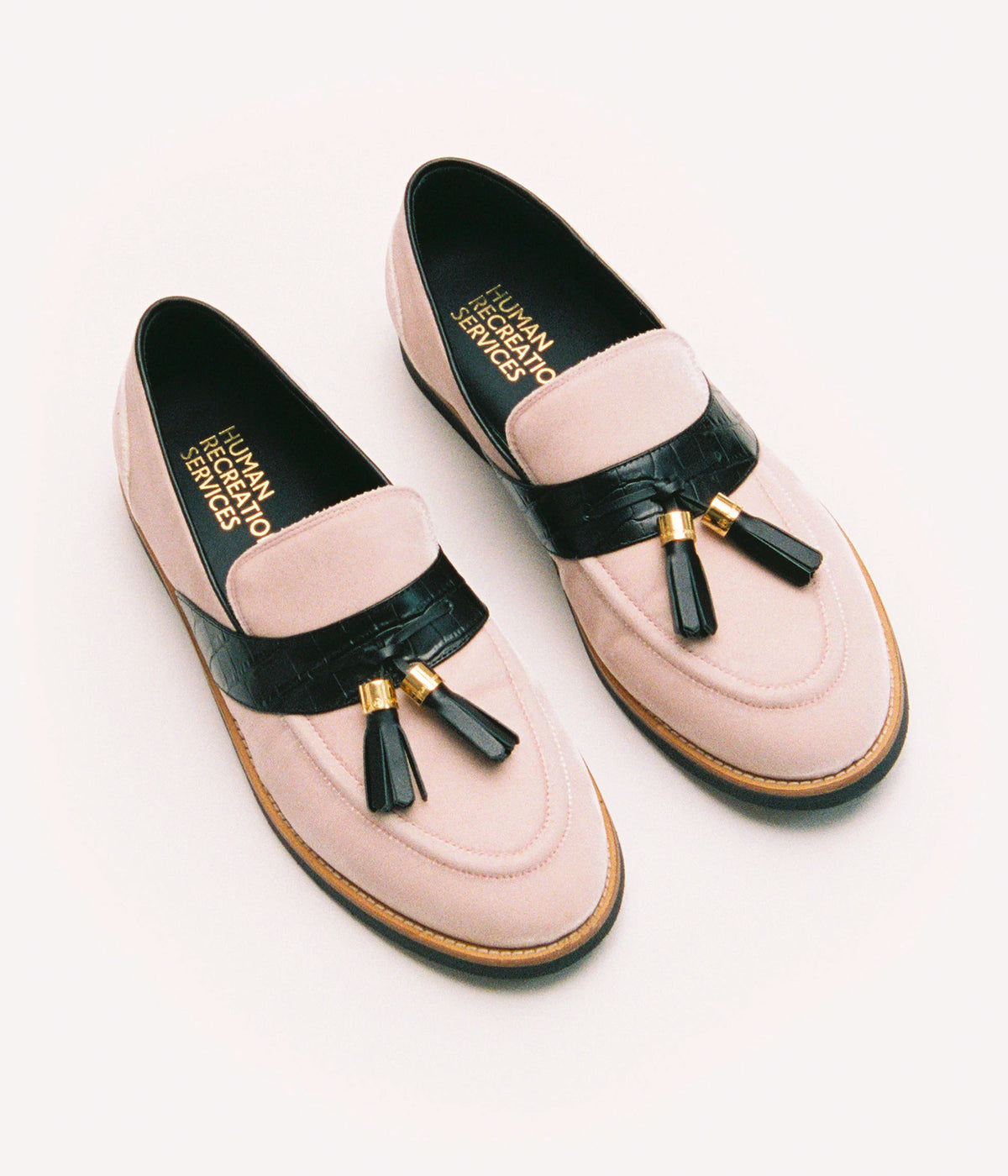 HUMAN RECREATIONAL SERVICES DEL REY TASSEL LOAFER IN PINK AND BLACK
