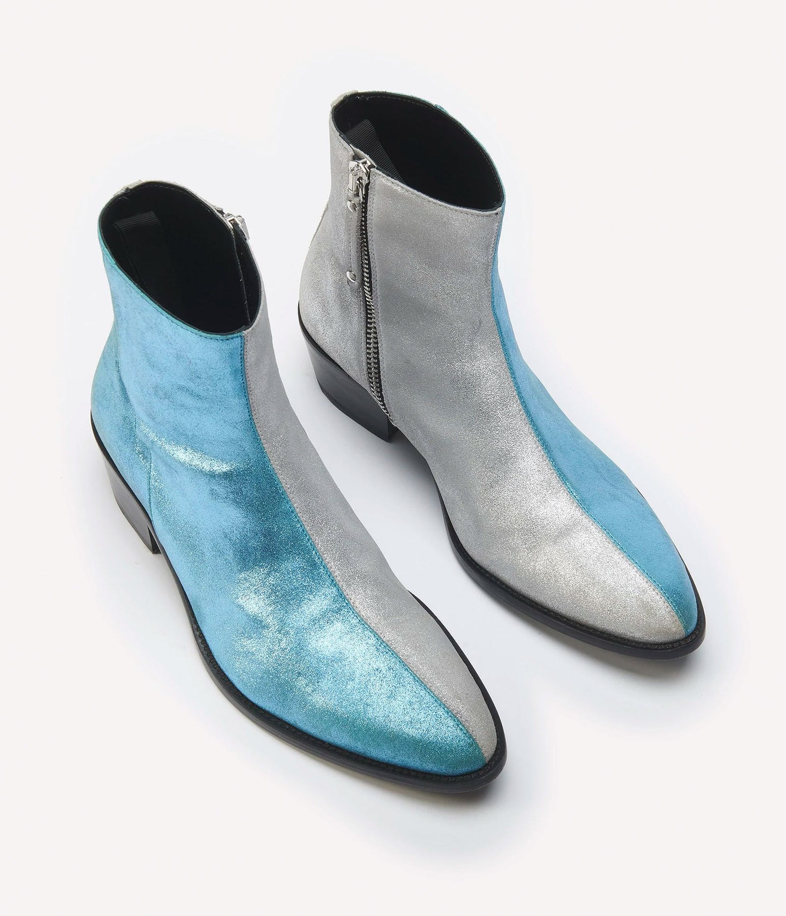 HUMAN RECREATIONAL SERVICES LUTHER BOOT IN BLUE AND GREY ITALIAN LEATHER