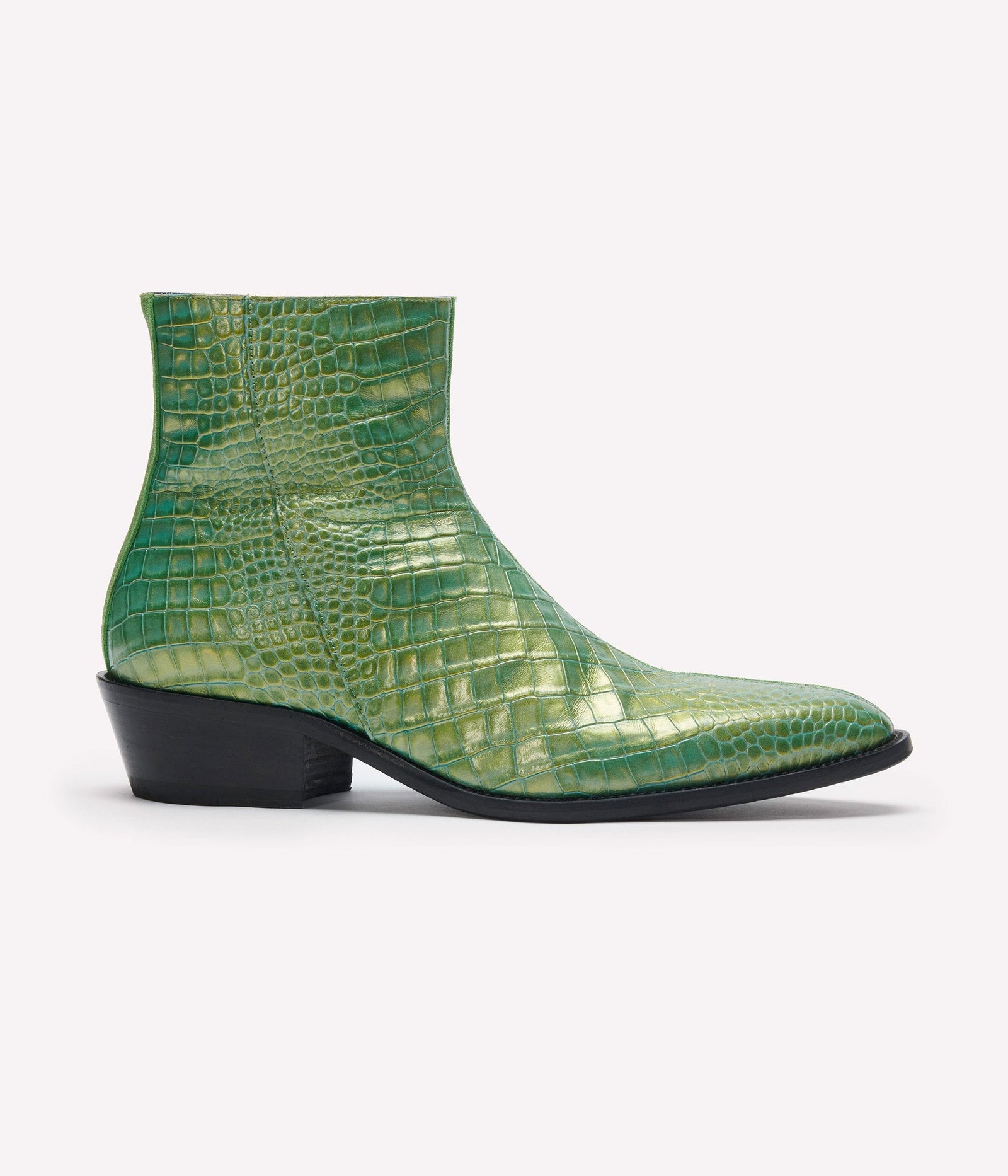 HUMAN RECREATIONAL SERVICES LUTHER BOOT IN GREEN ITALIAN LEATHER