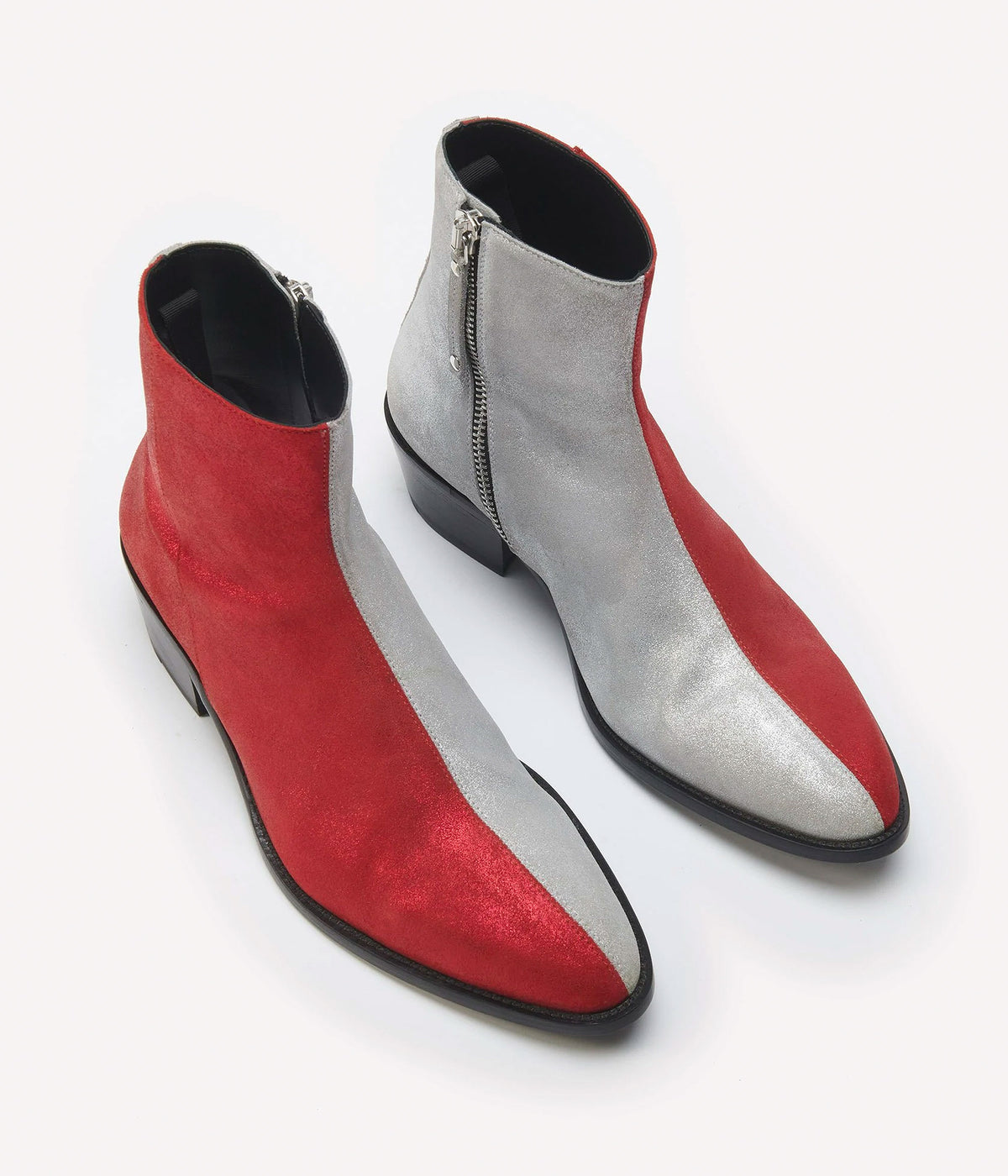 HUMAN RECREATIONAL SERVICES LUTHER BOOT IN RED AND GREY ITALIAN LEATHER