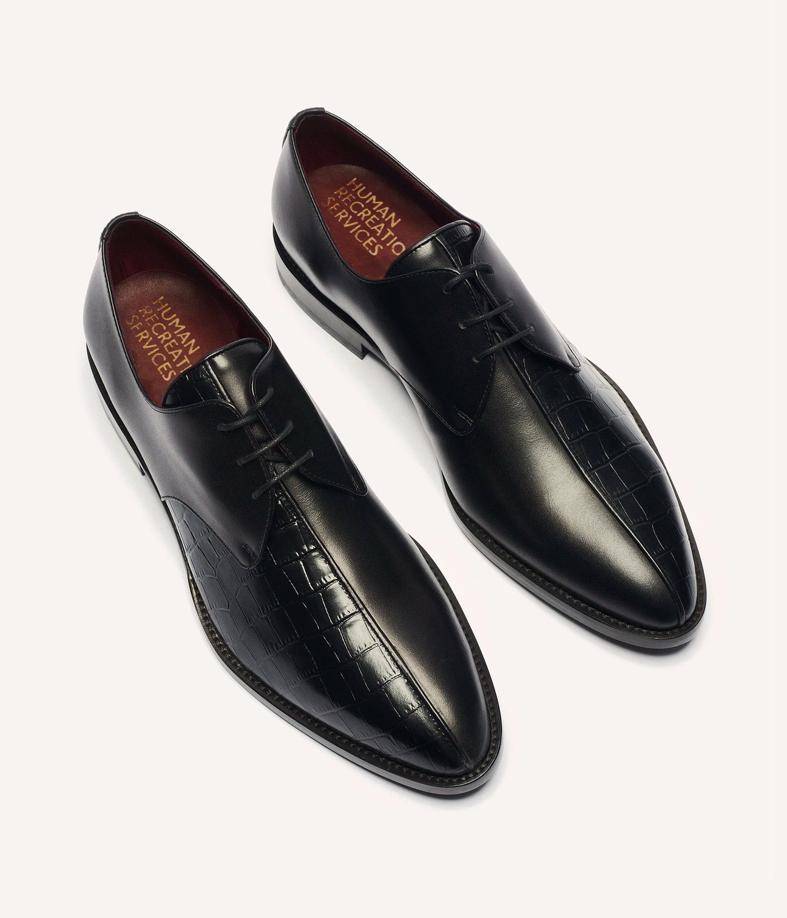 HUMAN RECREATIONAL SERVICES MEMPHIS DRESS SHOE IN BLACK ITALIAN CALF SKIN