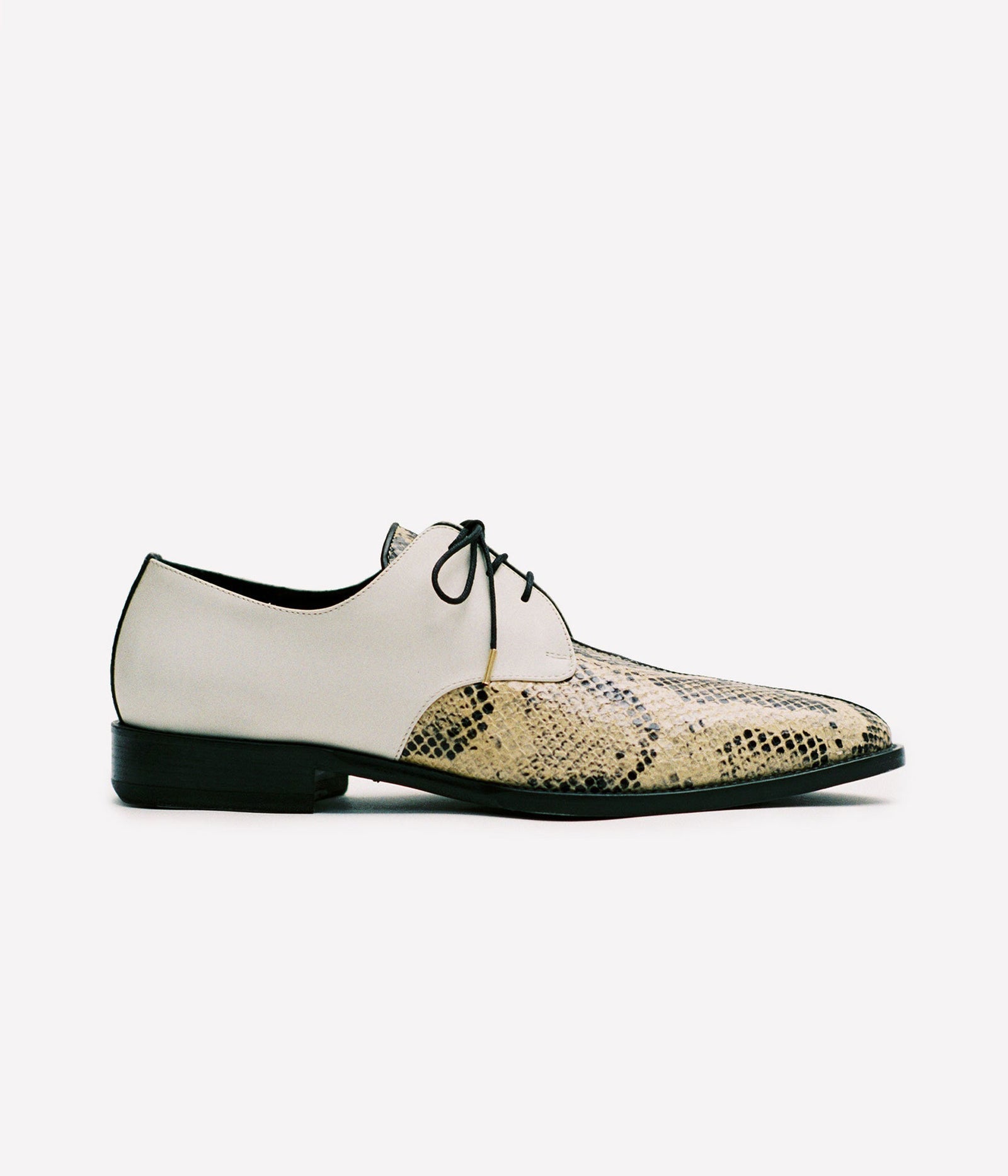 HUMAN RECREATIONAL SERVICES MEMPHIS DRESS SHOE IN BONE AND RATTLESNAKE ITALIAN CALF SKIN