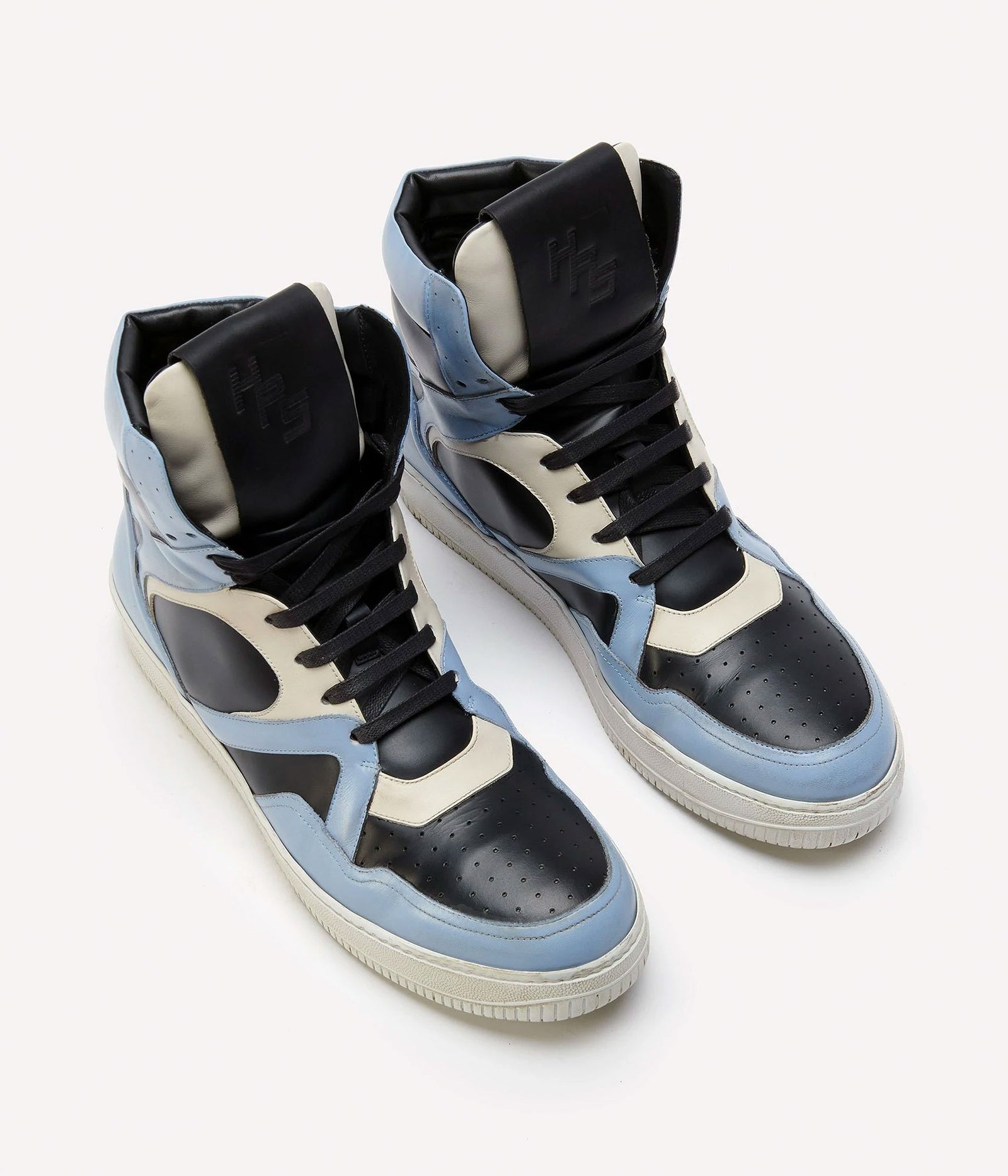 HUMAN RECREATIONAL SERVICES MONGOOSE SHOE IN SKY OFF WHITE AND BLACK MADE WITH ITALIAN CALF SKIN